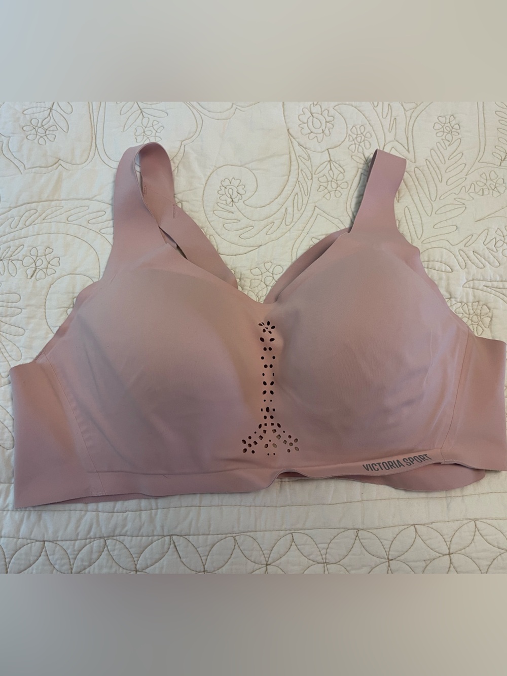 Victoria's Secret Mauve Padded Sports Bra with Laser-Cut Detail